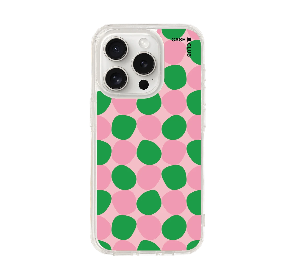 ลาย dot จุดสีเขียวชมพู